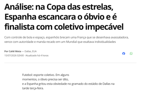 El análisis de Globo Esporte sobre el triunfo español