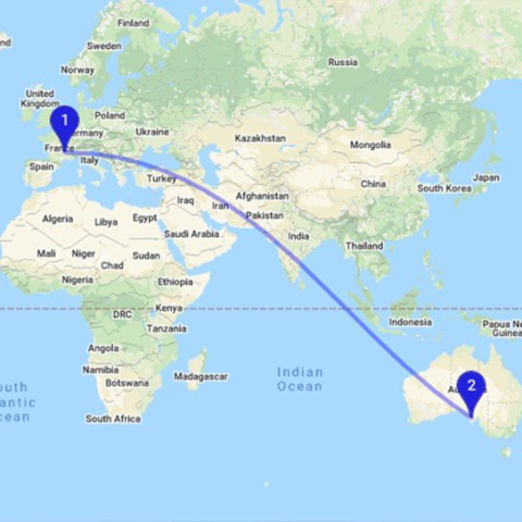 La ruta seguida por el ensayo de vuelo comercial de Airbus