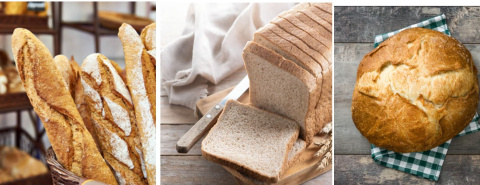 Barra, pan de molde y hogaza