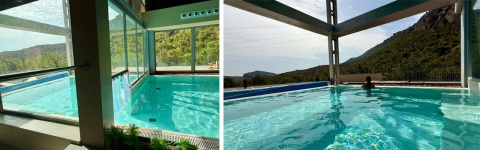 El circuito termal se abre al paisaje sin salir del agua.