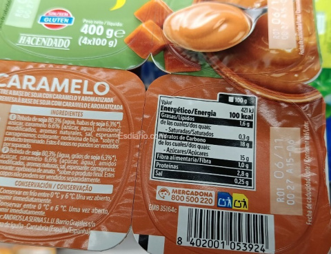 Postre de soja con caramelo Hacendado