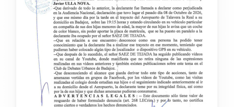 Extracto de la denuncia de la juez Biedma