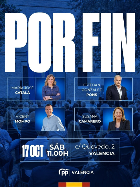 Cartel del acto del PP en Valencia