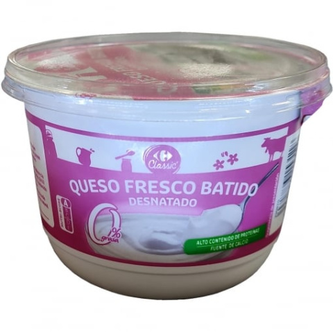Queso fresco batido desnatado Carrefour Classic 500 g.